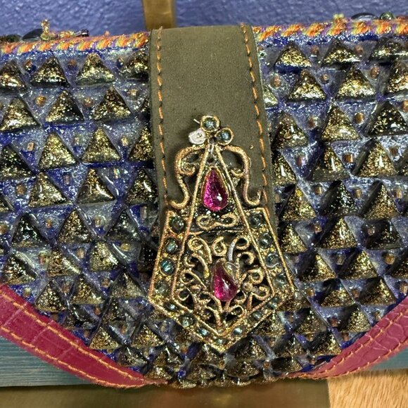 Mary Frances Heavily Embellished Mother of Pearl Beaded East West Shoulder Bag - Picture 6 of 6
